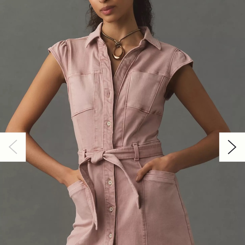 PAIGE Jaxsyn Cap-Sleeve Collared Utility Dress